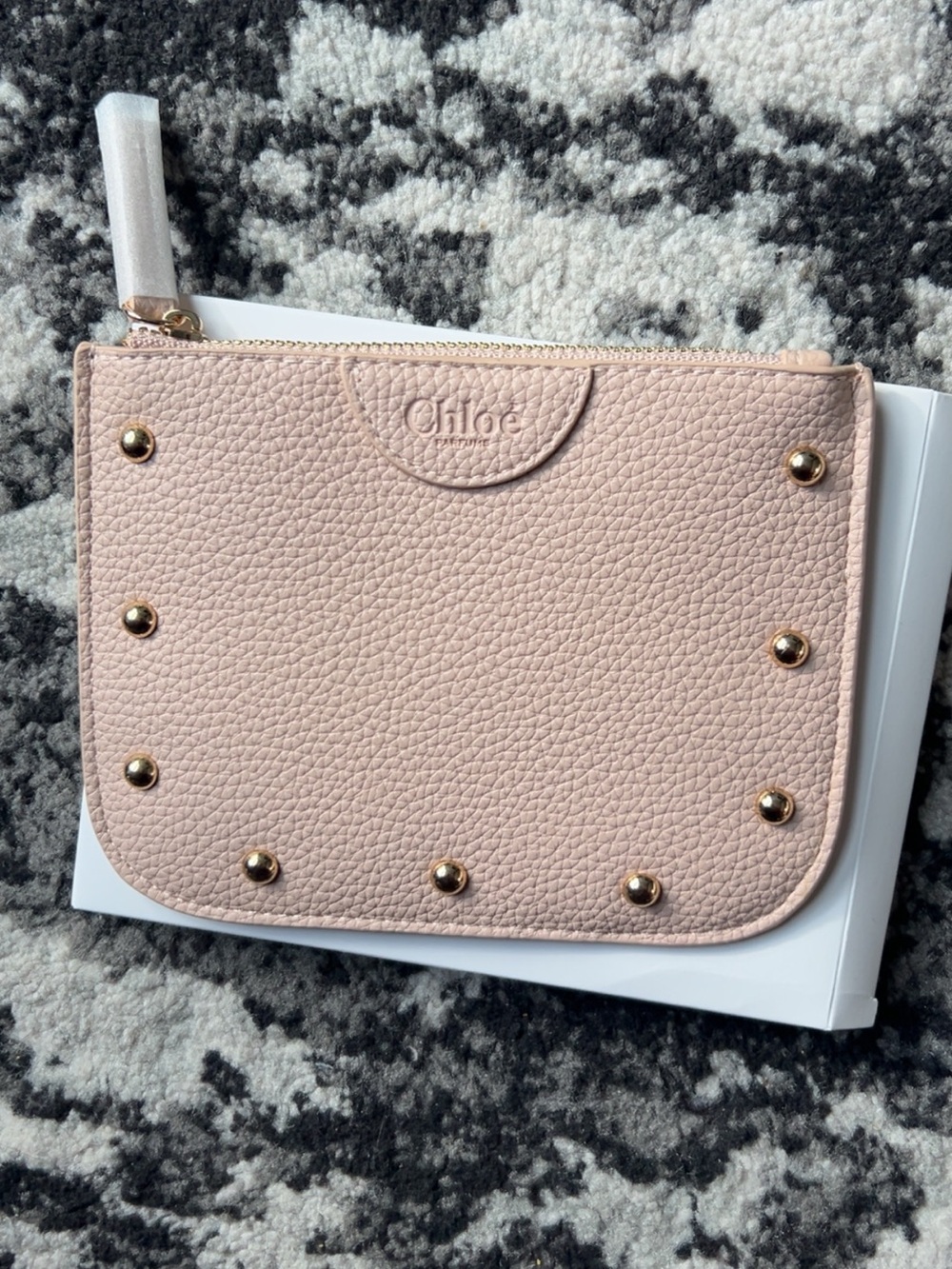 Chloé Blush blush Pebbled Leather Studded Zip Pouch